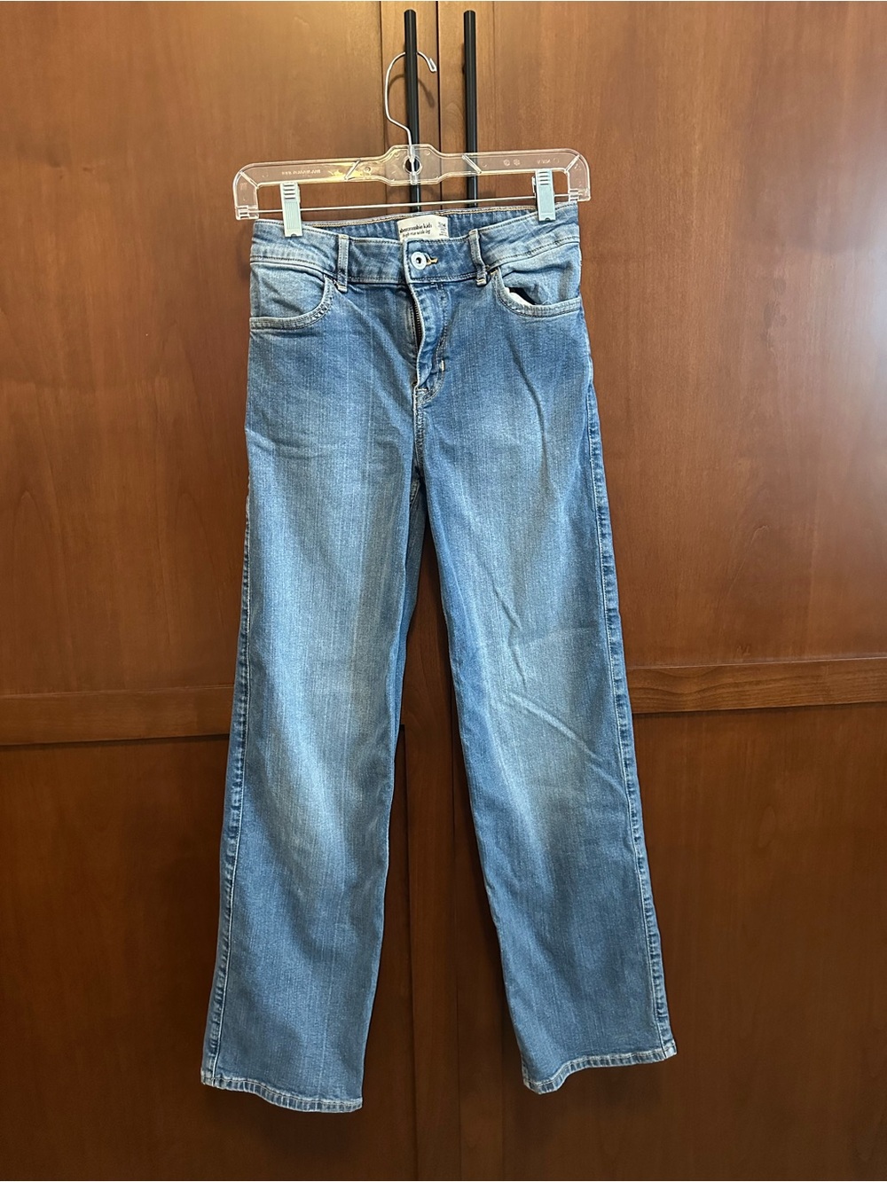 Abercrombie & Fitch Light Blue High Rise Wide Leg Girls Jeans Long